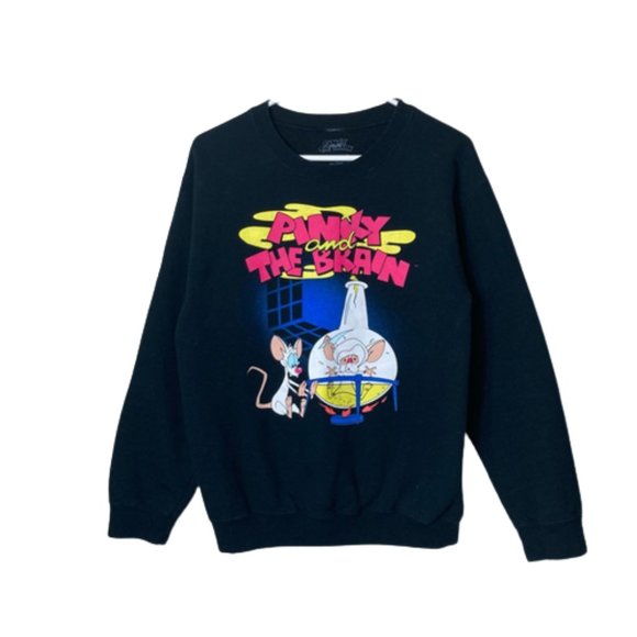 Warner Bros. Tops - Pinky and the brain animaniacs graphic black sweatshirt women's S